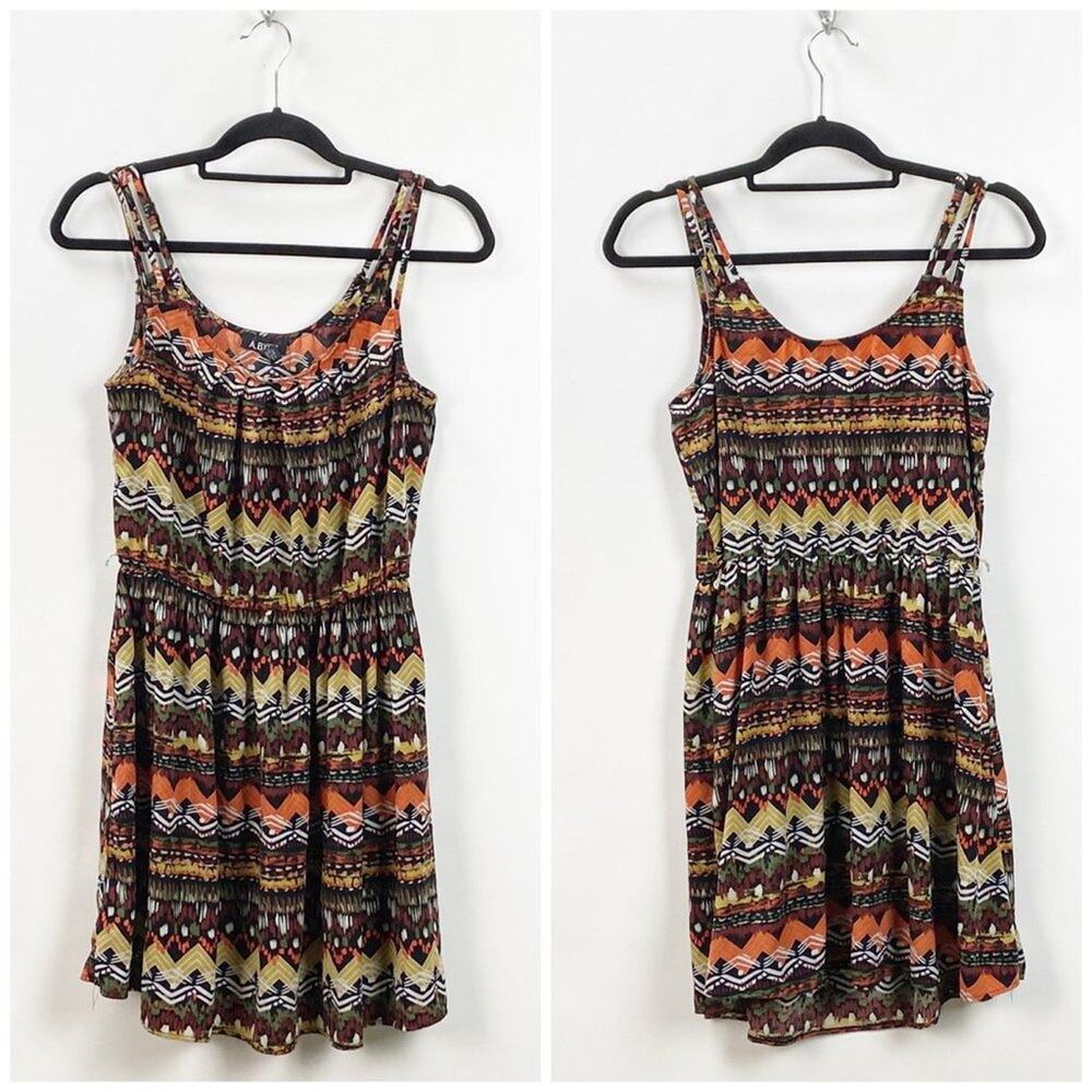 2/$30 A. Byer Medium Womens African Print Blouson Tank Dress